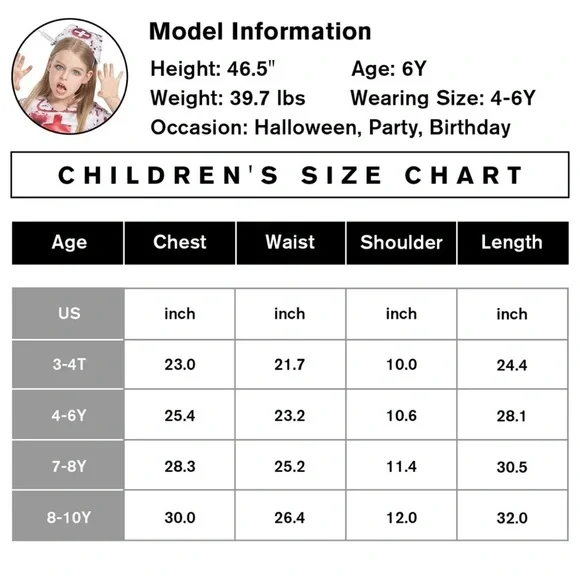 Ikali Girls Zombie Nurse Dress Headband 2 Piece Halloween Costume Size 7-8 Scary - Picture 10 of 10